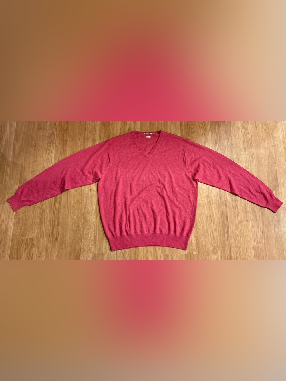 EUC Peter Millar 100% Merino Wool - V-neck Pullover Sweater - Pink - Size XL